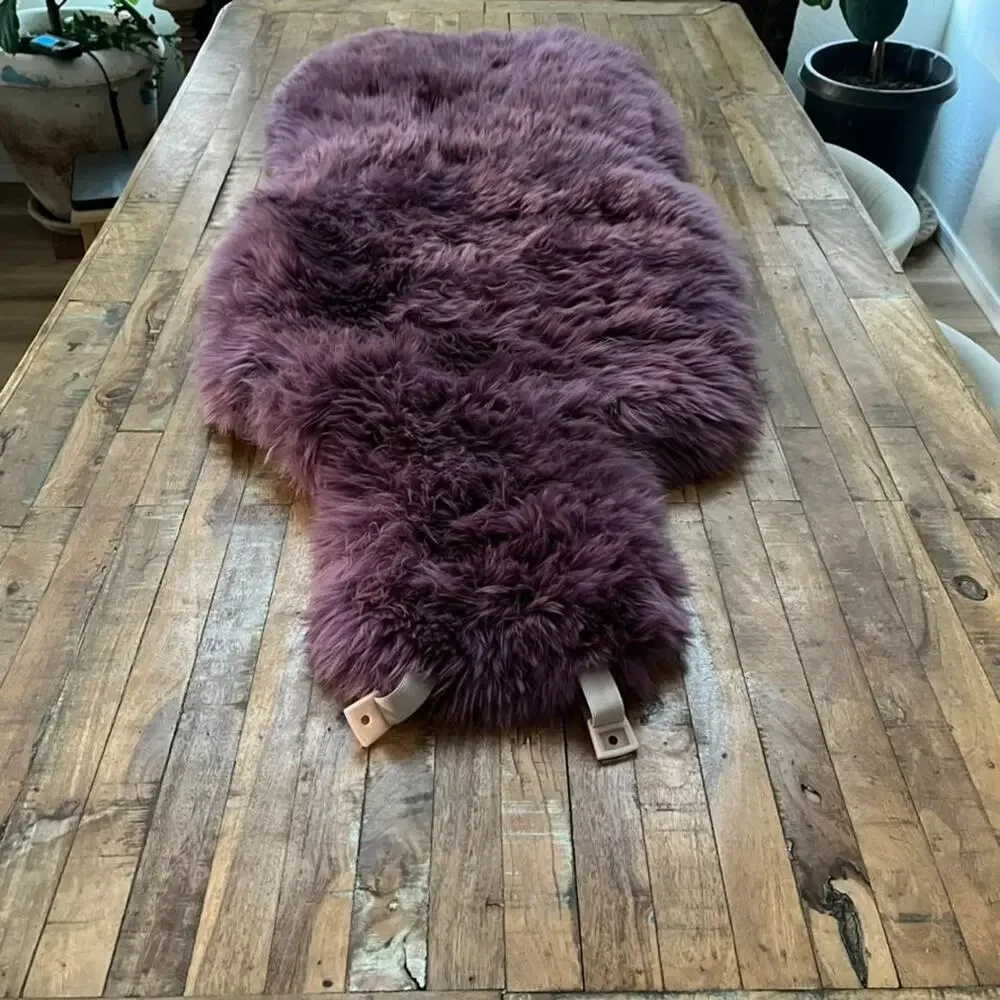 Genuine Sheepskin Fur Car Seat Cover Dyed Purple Seat Pad Cushion